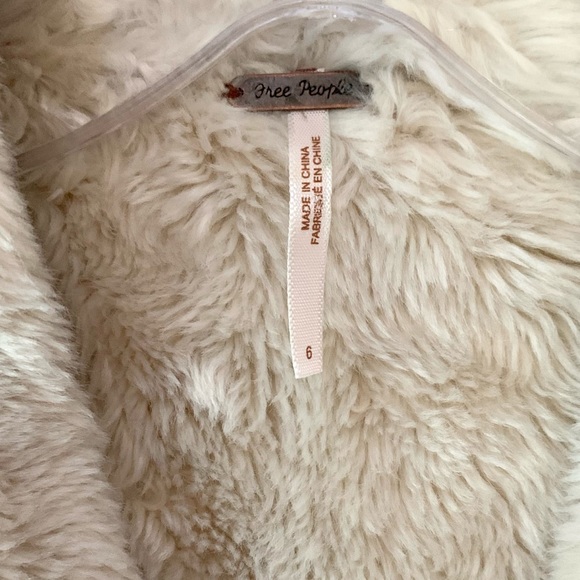 Free People Fur Lined Cream Corduroy Coat - Picture 2 of 6